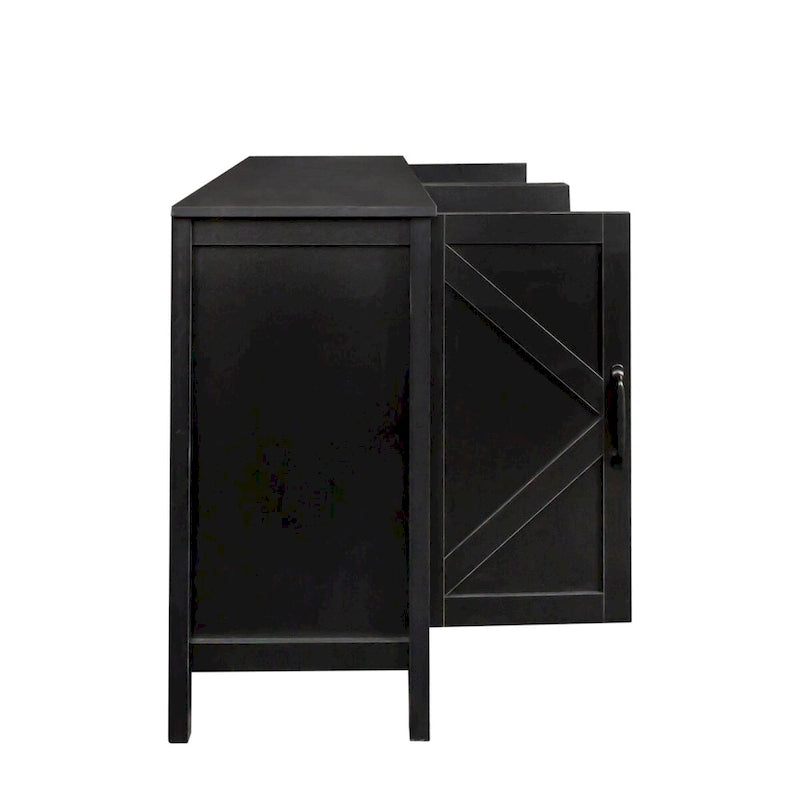 59" Freestanding Storage Cabinet with 4 Doors & 4 Open Shelves - Particle Board Sideboard Buffet - 88 lbs Capacity - Living Room