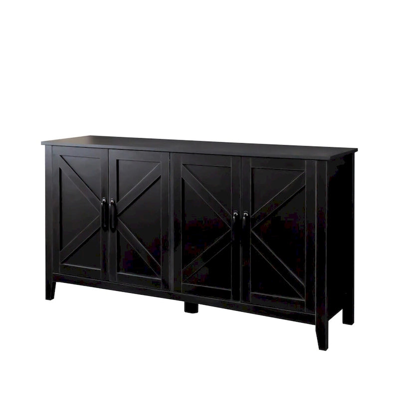 59" Freestanding Storage Cabinet with 4 Doors & 4 Open Shelves - Particle Board Sideboard Buffet - 88 lbs Capacity - Living Room