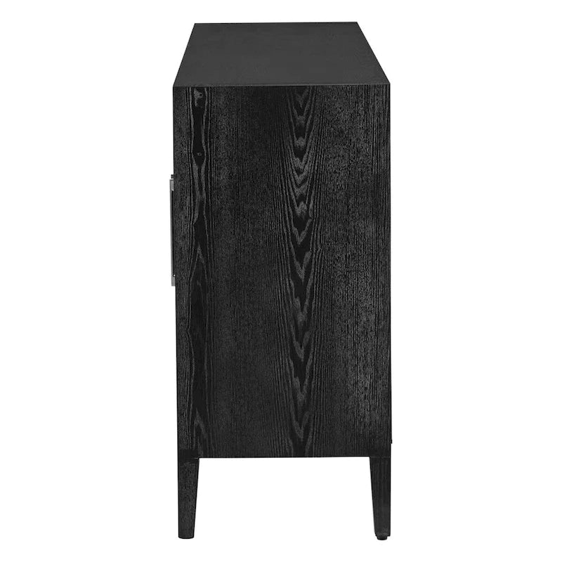 Display Cabinet 3 Tempered Glass Doors Adjustable Shelves Pine Legs 58.2"L x 33.9"H 220lb Capacity