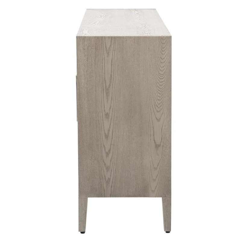 Display Cabinet 3 Tempered Glass Doors Adjustable Shelves Pine Legs 58.2"L x 33.9"H 220lb Capacity