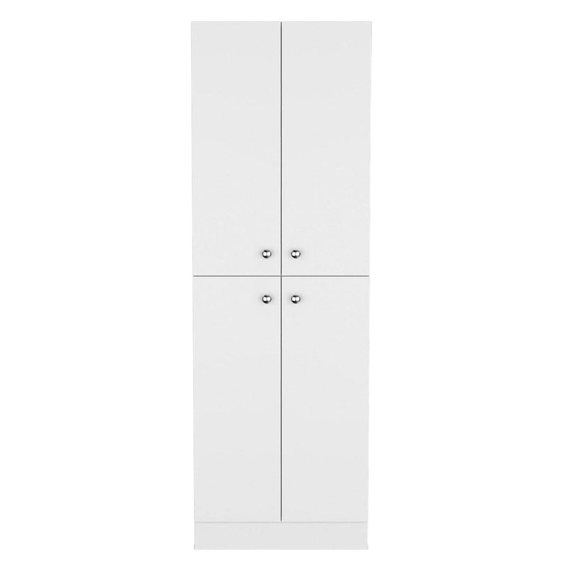 71" Tall Kitchen Pantry Storage Cabinet with 4 Doors 5 Shelves Freestanding Organizer Modern Laminated Particle Board for Multi-Room Use
