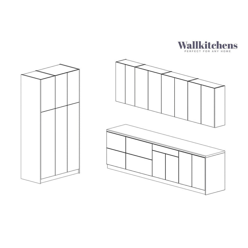 Modern Kitchen Cabinet Set 10ft Natural Teak Black Soft-Close Adjustable Shelves European Crafted