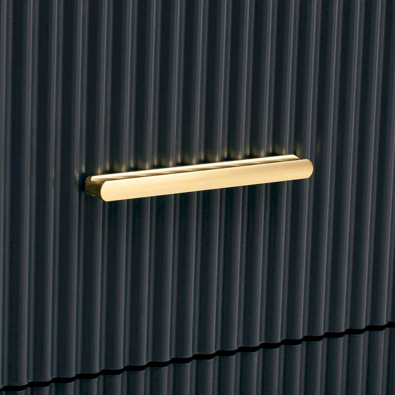 Modern Sideboard Buffet Cabinet - 3 Drawers, Glass Doors, Adjustable Shelves, Gold Metal Legs, 133 LBS Capacity