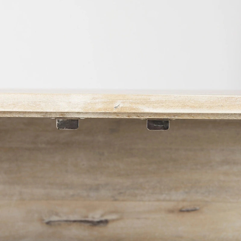 36" Mango Wood Accent Cabinet - 2 Glass Doors Black Iron Frame - Removable Shelf - Modern Industrial Display Storage - 32"H