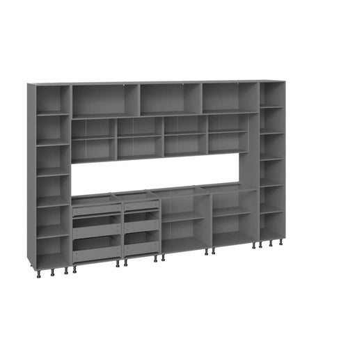 12ft Modern Kitchen Cabinet Set - Black - European Manufactured - Soft-Close Hinges - Adjustable Shelves - 143"x24" Base Cabinets