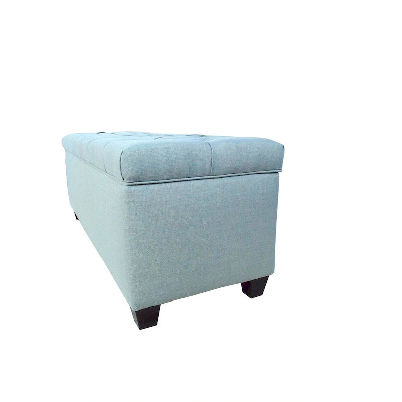 53" Diamond Tufted Storage Bench - Dual Compartment with 8-Slot Shoe Organizer, Hydraulic Lift, Solid Wood Frame - Linen Upholstered Seat