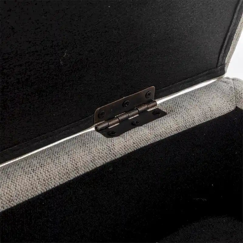 43.3" Tufted Storage Ottoman Bench - 300 lb Capacity Upholstered Seat with Lift-Top, Safety Hinge - Beige End of Bed Bench for Bedroom