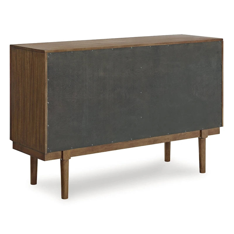 Mid-Century Brown Dining Server 56.13"W Mango Wood 3 Drawers Cabinet Ball-Bearing Glides Dovetail