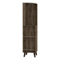 Dark Brown Corner Bar Cabinet 17.72"W Cup Rack Storage Drawer 2 Shelves Kitchen Dining Room Furniture