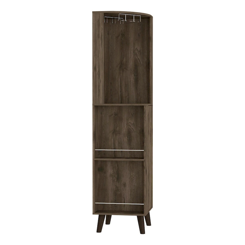 Dark Brown Corner Bar Cabinet 17.72"W Cup Rack Storage Drawer 2 Shelves Kitchen Dining Room Furniture