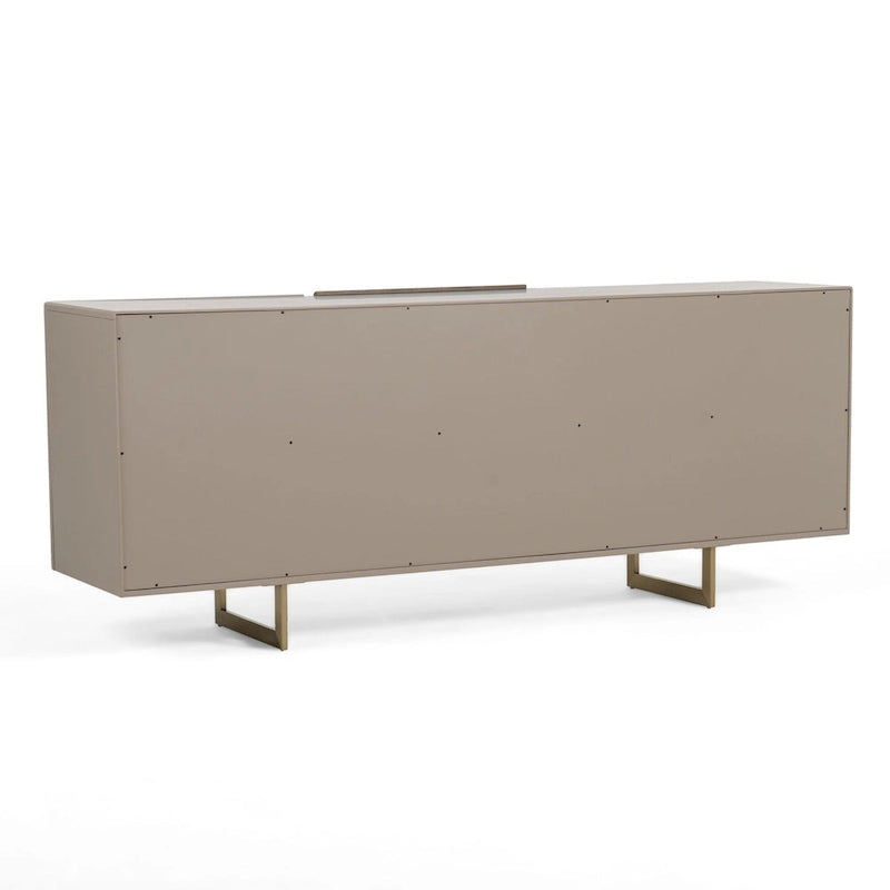 79" Modern Grey Ash Buffet Sideboard with 3 Cabinets 6 Shelves Gold Stainless Steel Legs Natural Wood Grain 205lbs Capacity Contemporary
