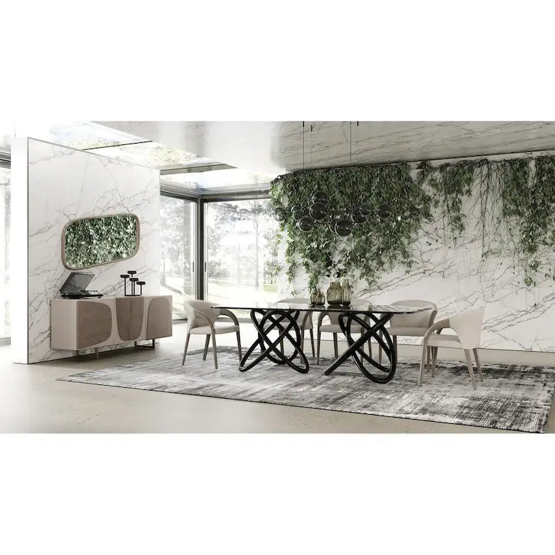 79" Modern Grey Ash Buffet Sideboard with 3 Cabinets 6 Shelves Gold Stainless Steel Legs Natural Wood Grain 205lbs Capacity Contemporary