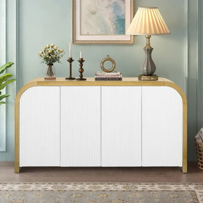 60 Curved Corner Cabinet Sideboard with Adjustable Shelves
