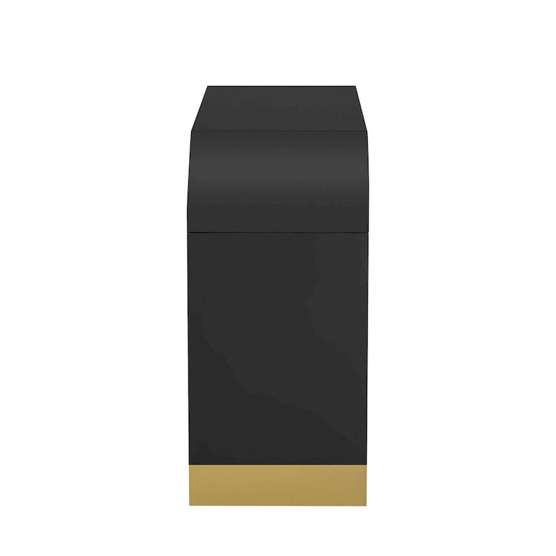 60" Curved Corner Sideboard Cabinet with 4 Wavy Doors 3 Adjustable Shelves MDF Pine Veneer Modern Storage for Living Room Dining Entryway