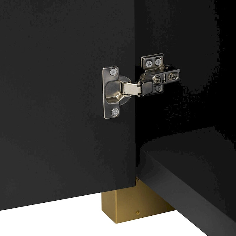 60" Curved Corner Sideboard Cabinet with 4 Wavy Doors 3 Adjustable Shelves MDF Pine Veneer Modern Storage for Living Room Dining Entryway