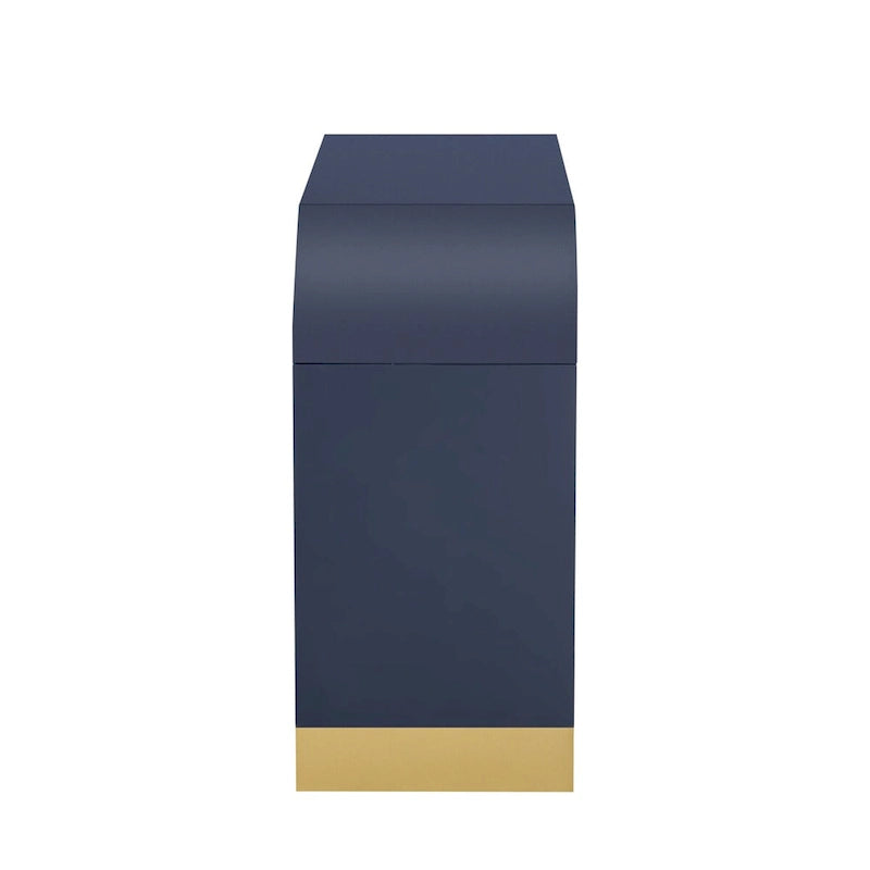 60" Curved Corner Sideboard Cabinet with 4 Wavy Doors 3 Adjustable Shelves MDF Pine Veneer Modern Storage for Living Room Dining Entryway