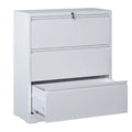 Lockable 3-Drawer Lateral File Cabinet Steel 330lb Capacity Full Extension Ball Bearing Legal A4 F4