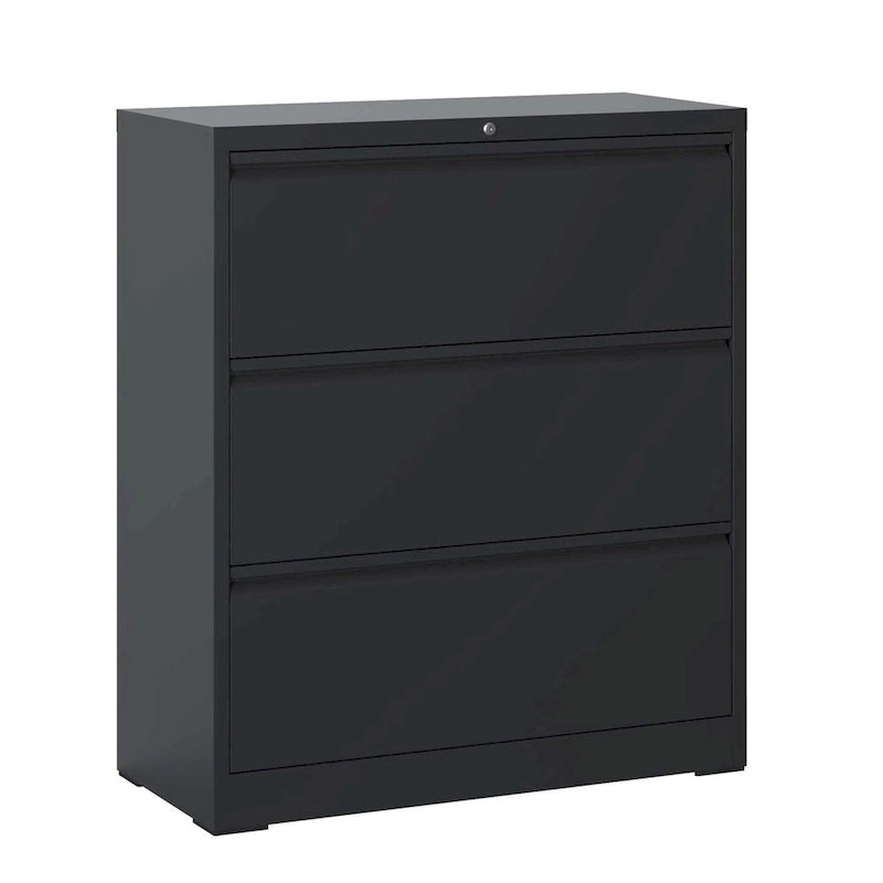 Lockable 3-Drawer Lateral File Cabinet Steel 330lb Capacity Full Extension Ball Bearing Legal A4 F4
