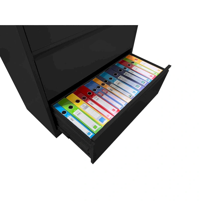 Lockable 3-Drawer Lateral File Cabinet Steel 330lb Capacity Full Extension Ball Bearing Legal A4 F4