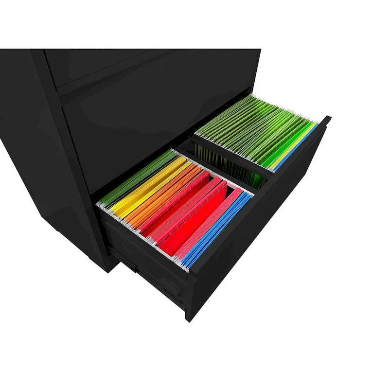 Lockable 3-Drawer Lateral File Cabinet Steel 330lb Capacity Full Extension Ball Bearing Legal A4 F4