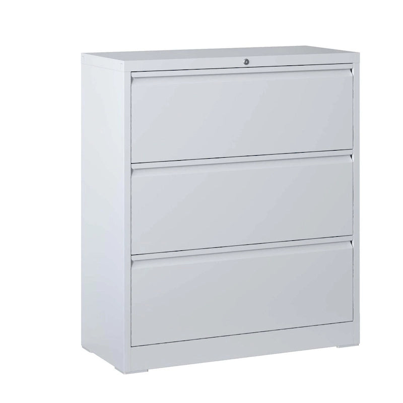 Lockable 3-Drawer Lateral File Cabinet Steel 330lb Capacity Full Extension Ball Bearing Legal A4 F4