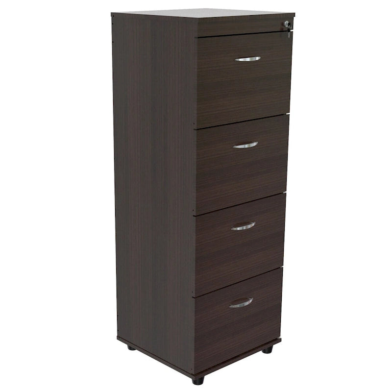 Espresso 4-Drawer File Cabinet 52"H Melamine Engineered Wood Contemporary Office Storage Scratch Resistant