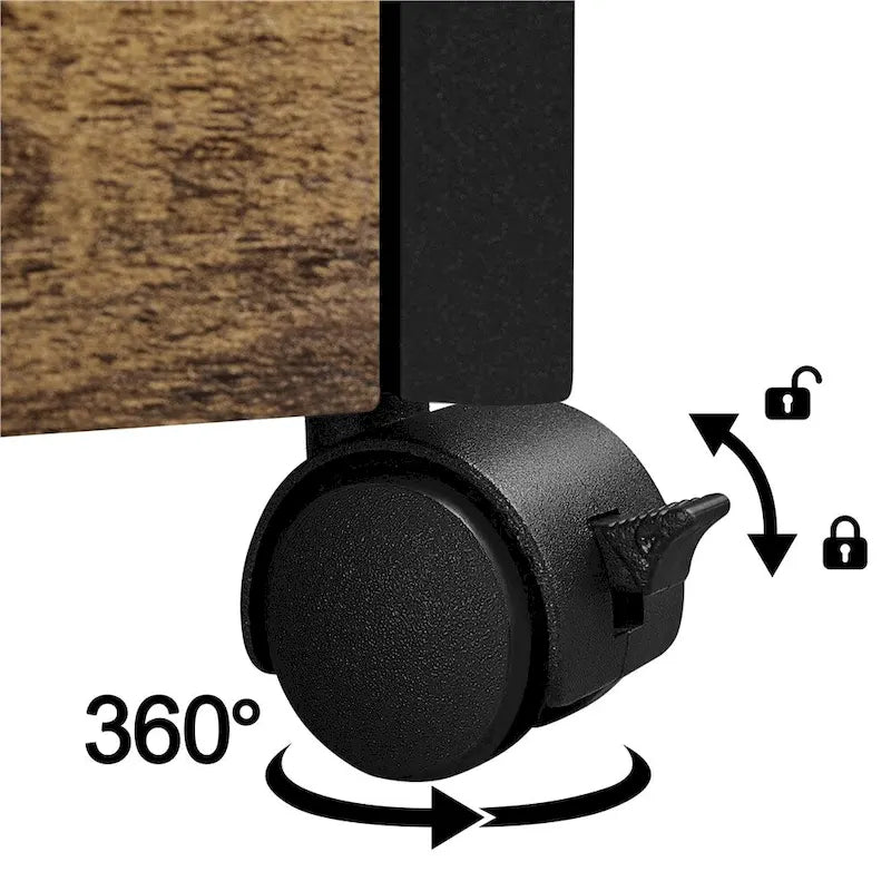 Mobile File Cabinet with 2 Drawers - Rolling Office Storage Cart with Open Shelf, Lockable Drawer, A4 Letter Hanging Bars - 16.5" x 27.5"