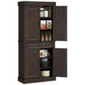 Tall Kitchen Pantry Cabinet 71"H 4 Doors 1 Drawer Wood Grain Anti-Tip 31.5"W x 13.75"D Freestanding