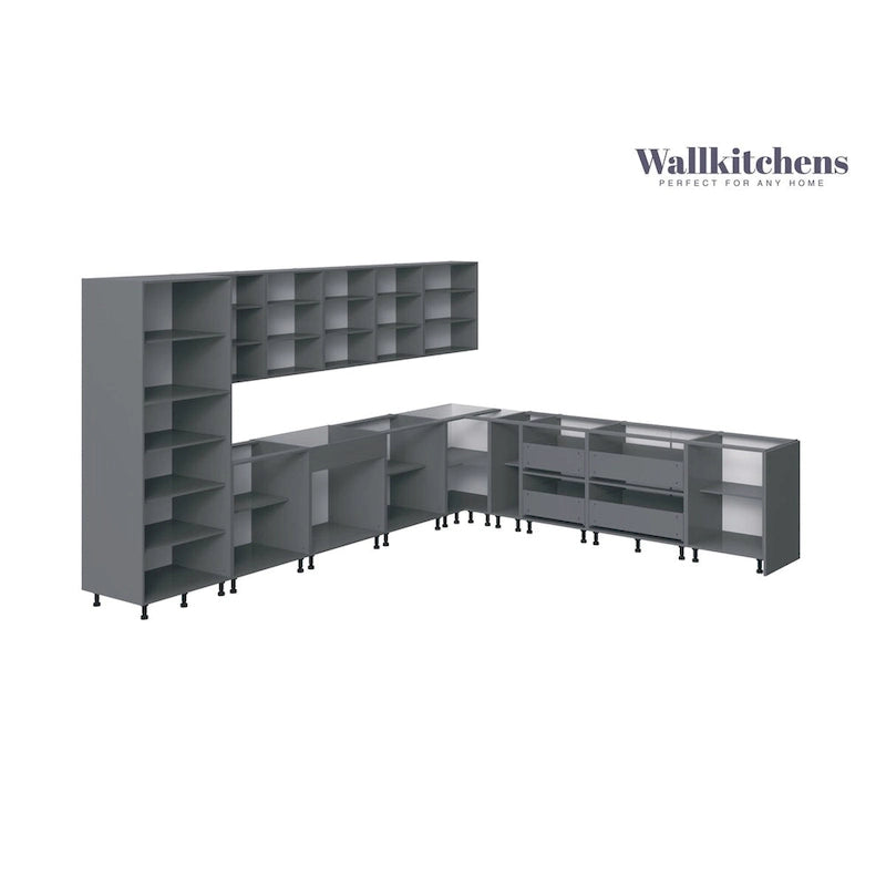 Modern Kitchen Cabinet Set 13ft White Matte Soft-Close Adjustable Shelves European Crafted 156"W