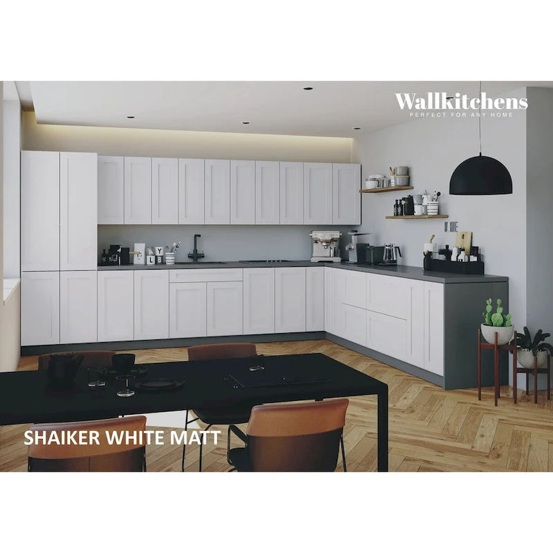 Modern Kitchen Cabinet Set 13ft White Matte Soft-Close Adjustable Shelves European Crafted 156"W