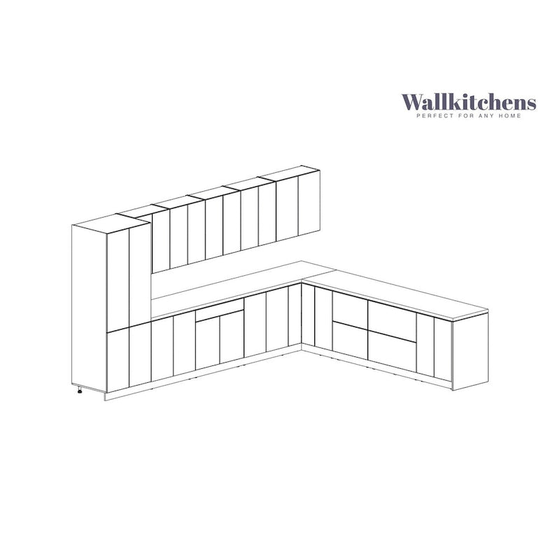 Modern Kitchen Cabinet Set 13ft White Matte Soft-Close Adjustable Shelves European Crafted 156"W