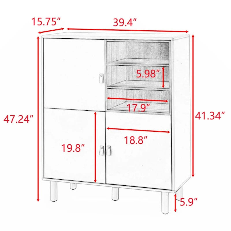 Modern Wooden Storage Cabinet with Door Multi-Functional Sideboard Living Room Bedroom Kitchen Organizer