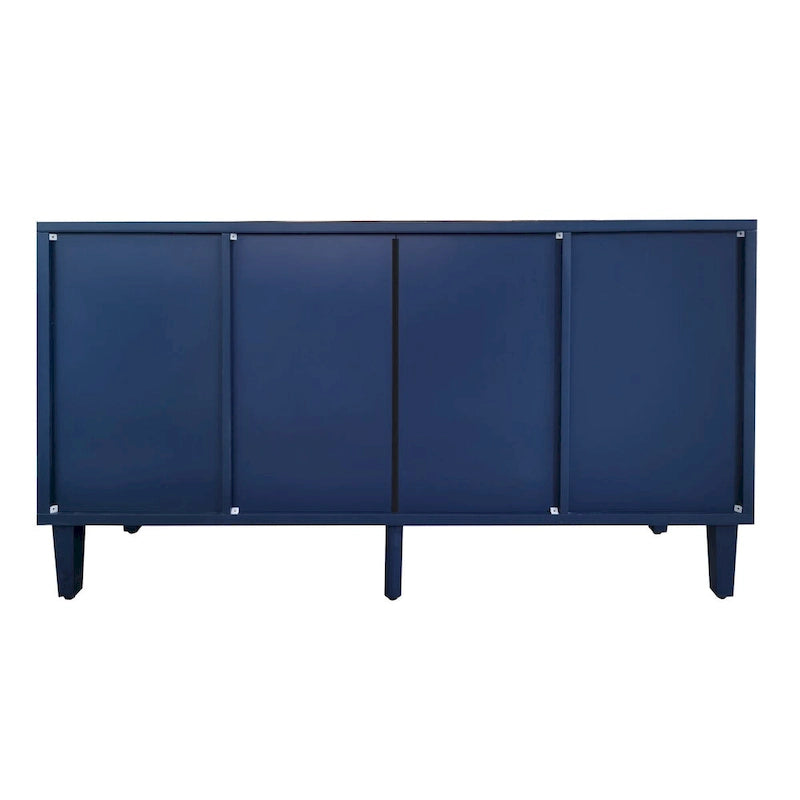 Carved Sideboard Cabinet with 2 Doors & 3 Drawers - MDF Wood Veneer Buffet with Curved Top, Zinc Alloy Handles, Adjustable Shelves