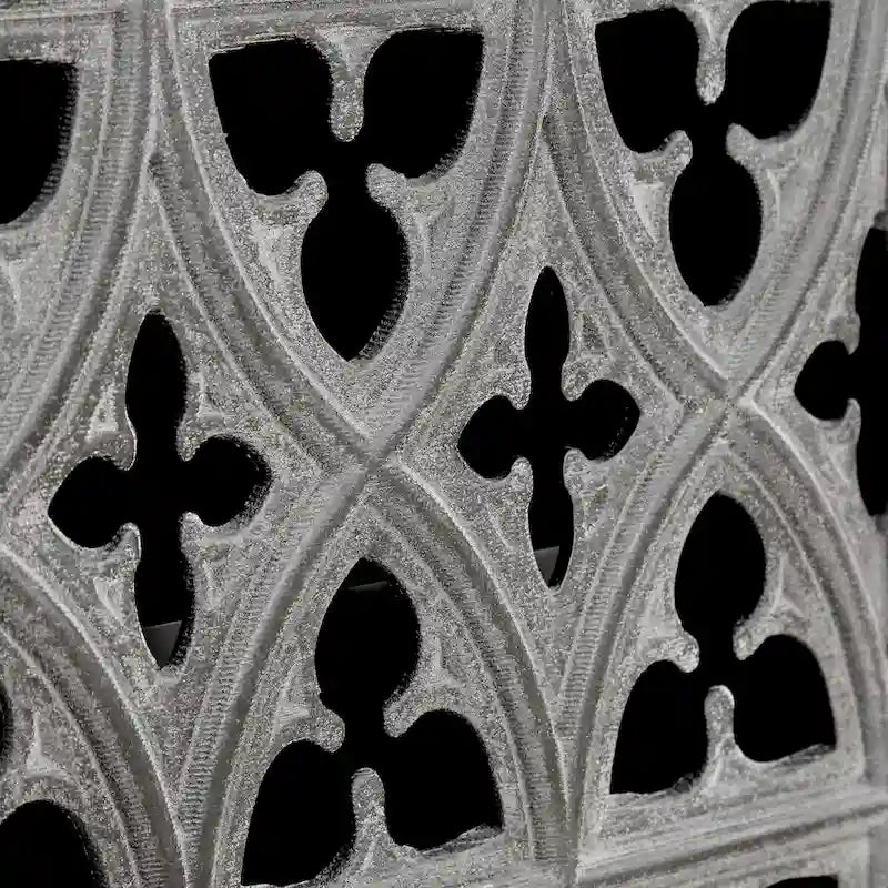 4 Door Hollow Carved Floral Sideboard Buffet - Antique Pine Veneer MDF Cabinet with Adjustable Shelves - Farmhouse Storage Furniture