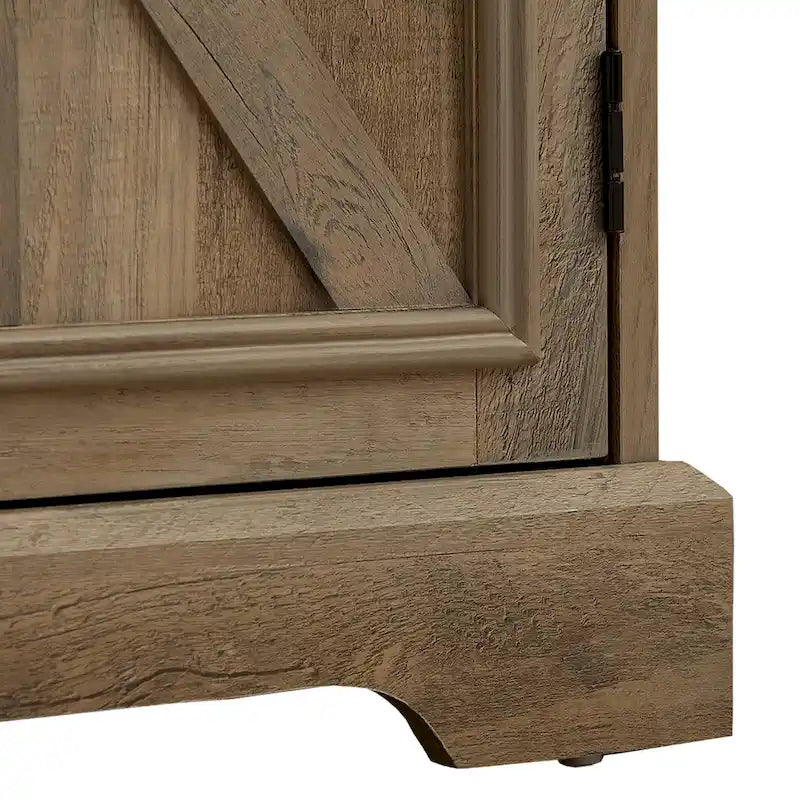 31.5" Barn Door Buffet Cabinet with Wine Rack 2 Drawers Adjustable Shelf Retro Country Style MDF Sideboard for Kitchen Dining Living Room