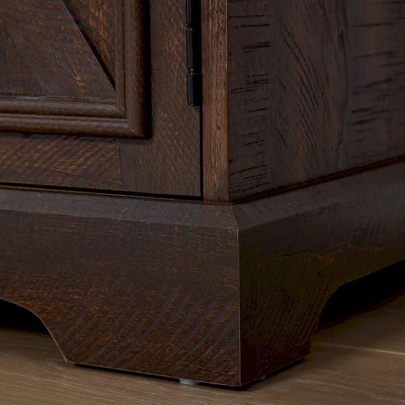 31.5" Barn Door Buffet Cabinet with Wine Rack 2 Drawers Adjustable Shelf Retro Country Style MDF Sideboard for Kitchen Dining Living Room