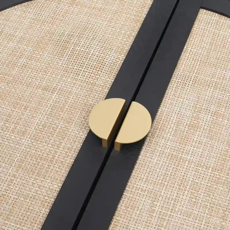 Engineered Rattan Storage Cabinet 2 Doors 3 Drawers Adjustable Shelves Pine Legs Anti-Tip Bedroom