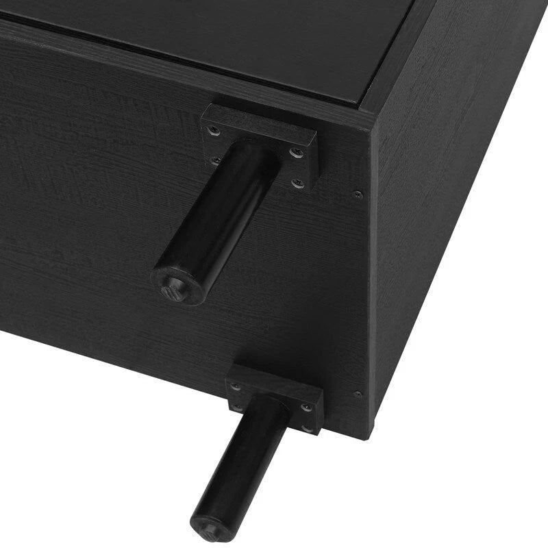 Engineered Rattan Storage Cabinet 2 Doors 3 Drawers Adjustable Shelves Pine Legs Anti-Tip Bedroom