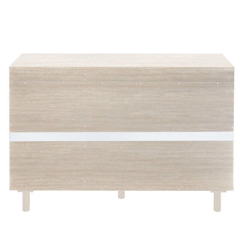 Engineered Rattan Storage Cabinet 2 Doors 3 Drawers Adjustable Shelves Pine Legs Anti-Tip Bedroom