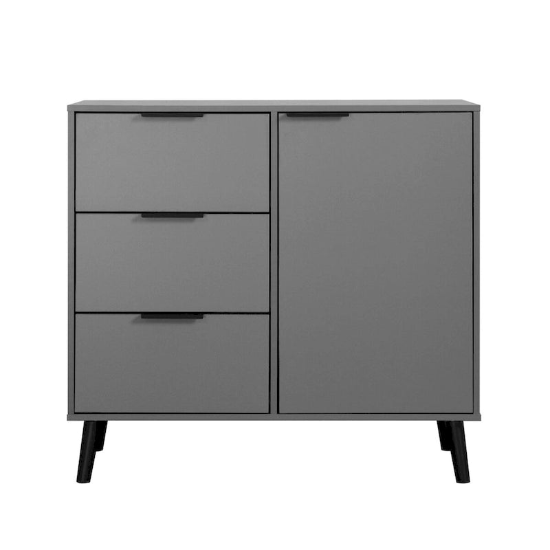 Storage Cabinet with 3 Drawers & Door - 31.5"W x 29.1"H Sideboard with Adjustable Shelf, Solid Wood Legs, 130lbs Capacity