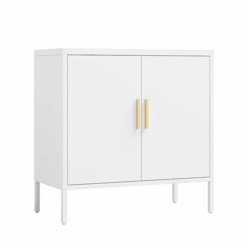 Lockable Steel Storage Cabinet - 2 Doors 2 Adjustable Shelves - 180 lbs Capacity - Wall Mount Garage Office Organizer - Metal