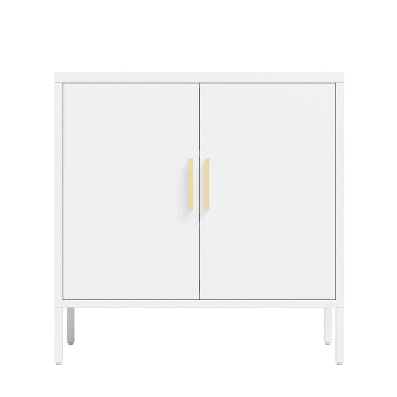 Lockable Steel Storage Cabinet - 2 Doors 2 Adjustable Shelves - 180 lbs Capacity - Wall Mount Garage Office Organizer - Metal