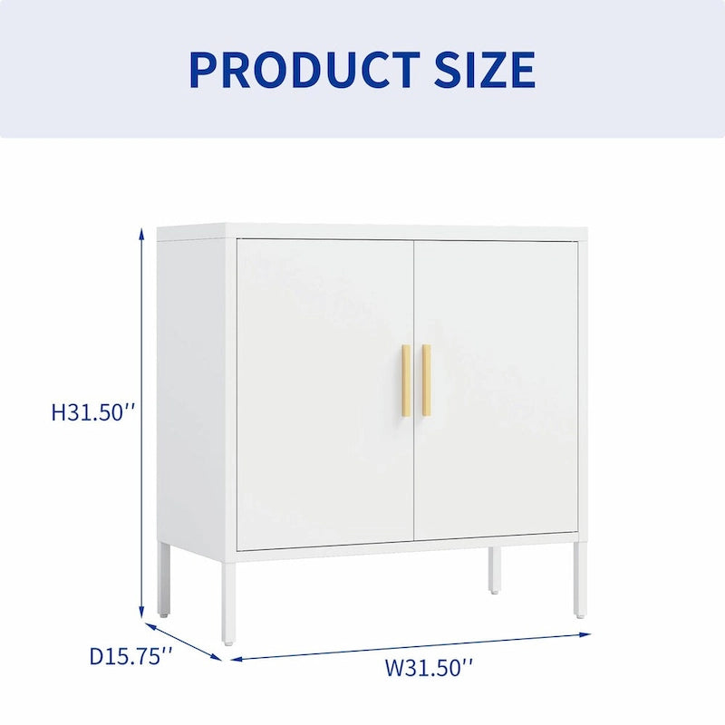 Lockable Steel Storage Cabinet - 2 Doors 2 Adjustable Shelves - 180 lbs Capacity - Wall Mount Garage Office Organizer - Metal