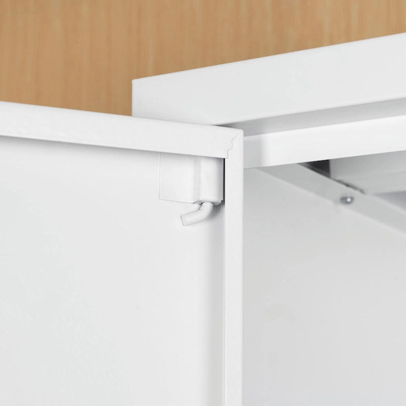 Lockable Steel Storage Cabinet - 2 Doors 2 Adjustable Shelves - 180 lbs Capacity - Wall Mount Garage Office Organizer - Metal