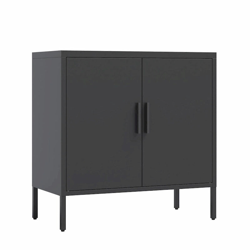 Lockable Steel Storage Cabinet - 2 Doors 2 Adjustable Shelves - 180 lbs Capacity - Wall Mount Garage Office Organizer - Metal