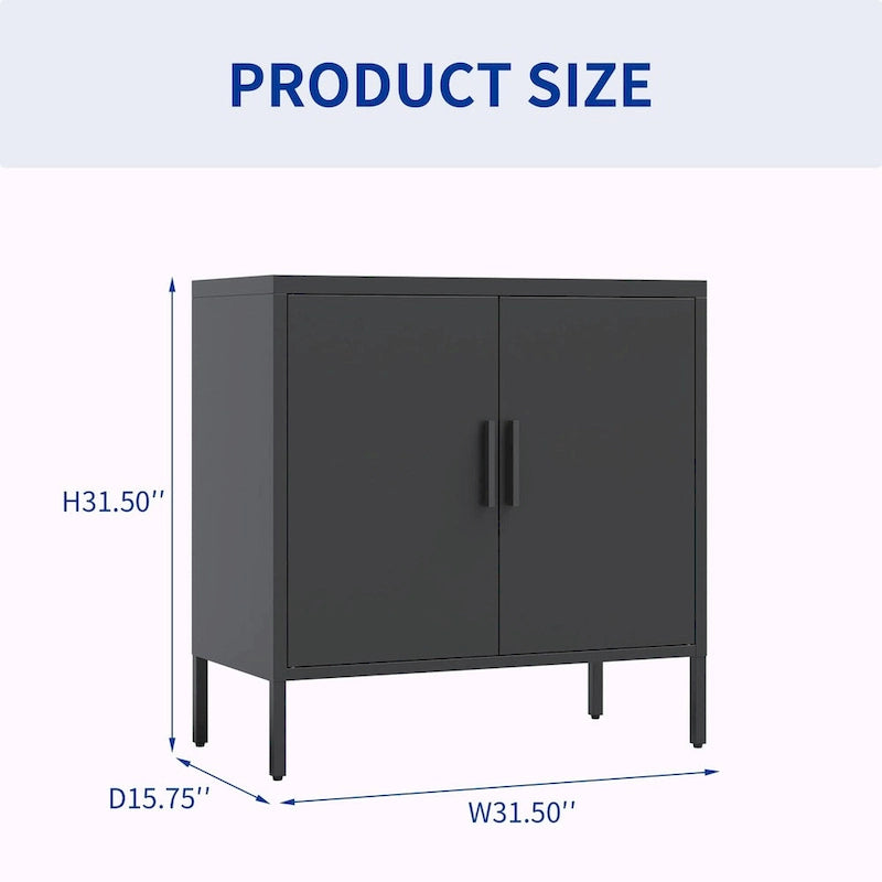Lockable Steel Storage Cabinet - 2 Doors 2 Adjustable Shelves - 180 lbs Capacity - Wall Mount Garage Office Organizer - Metal