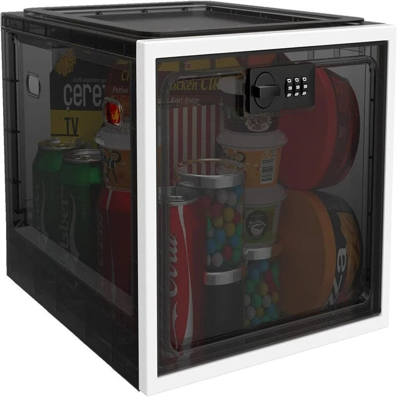 Large Lockable Storage Box 11.9"x9.3"x7.6" with 3-Digit Combination Lock Ventilated Security Container for Medicine Snacks Refrigerator