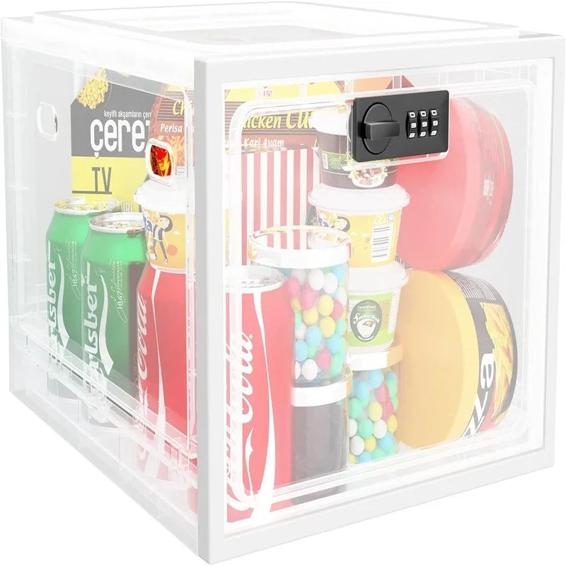 Large Lockable Storage Box 11.9"x9.3"x7.6" with 3-Digit Combination Lock Ventilated Security Container for Medicine Snacks Refrigerator