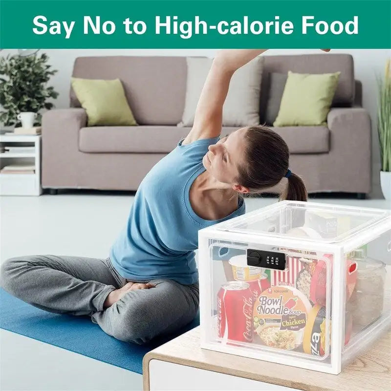 Large Lockable Storage Box 11.9"x9.3"x7.6" with 3-Digit Combination Lock Ventilated Security Container for Medicine Snacks Refrigerator