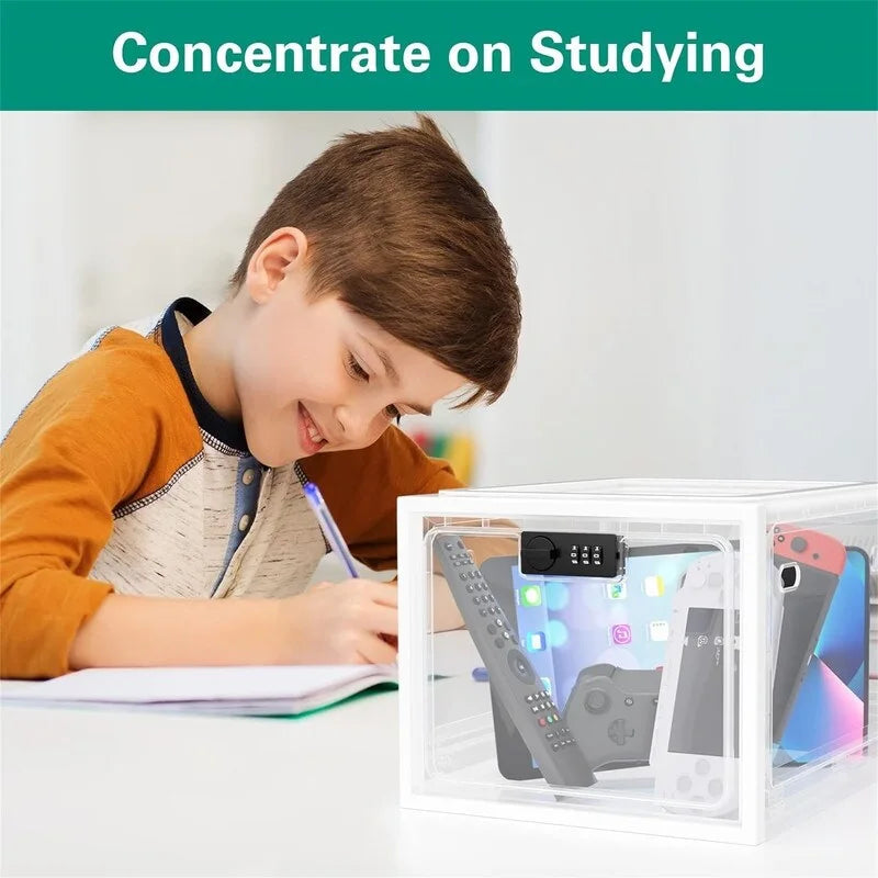 Large Lockable Storage Box 11.9"x9.3"x7.6" with 3-Digit Combination Lock Ventilated Security Container for Medicine Snacks Refrigerator